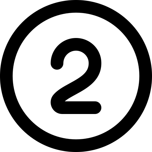 Black number '2' inside a circle on a white background