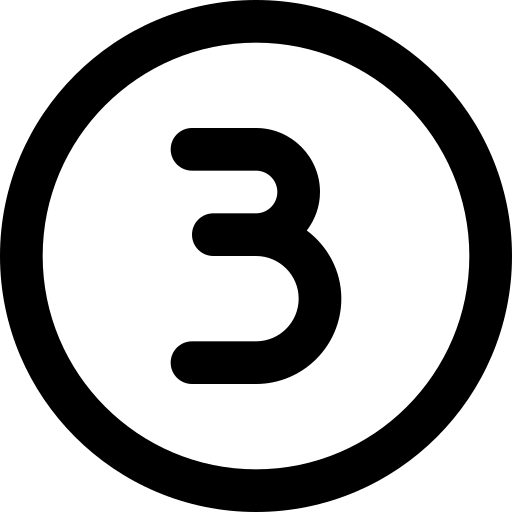 Black number '3' inside a circle on a white background