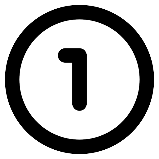 Black number '1' inside a black circle on a white background
