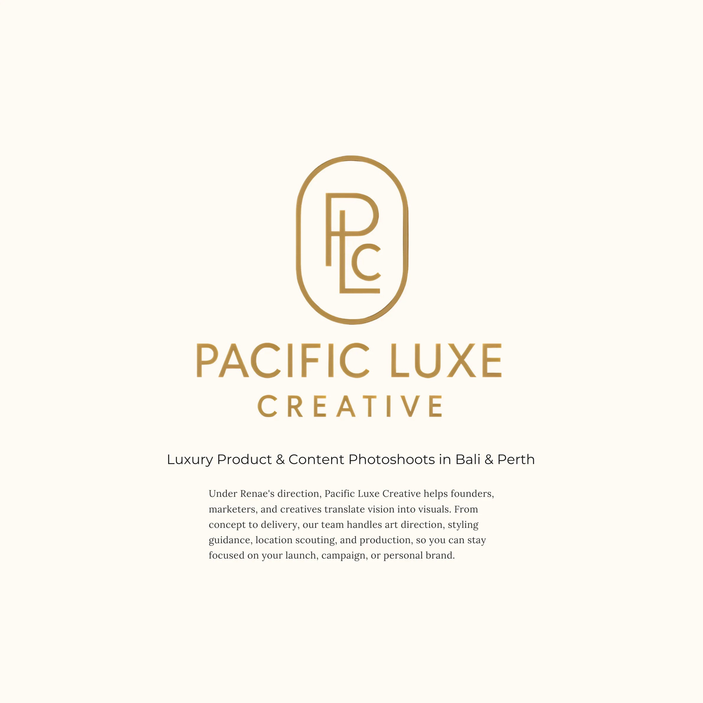 Pacific Luxe Creative logo on a white background with context