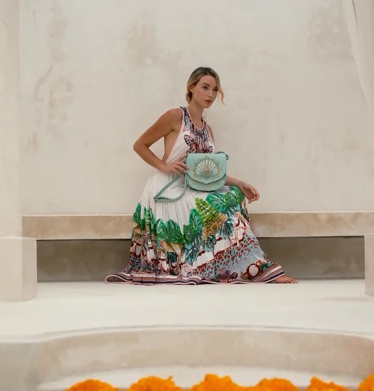 Pacific Luxe Creative brand photography with a model radiating glow and poise symbolizing the fusion of Bali luxury and creative artistry.