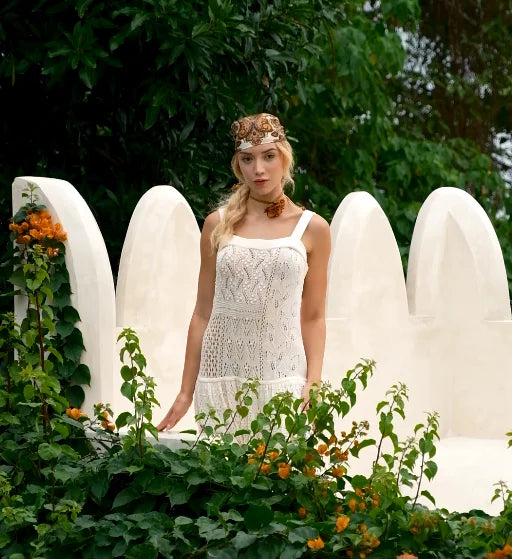 Pacific Luxe Creative Paradise Shore collection featuring a luxury portrait of a model styled with coastal textures and serene sophistication.